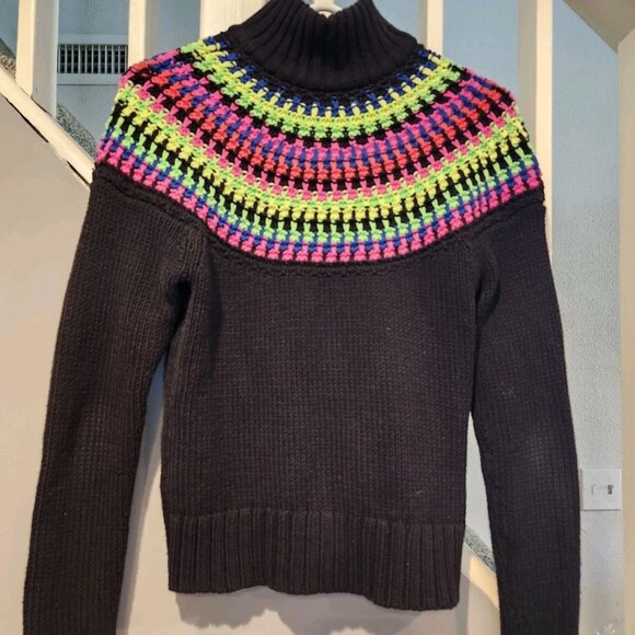 Lauren Ralph Lauren Active Sweater Womens Black Colorful Knit Full Zip Size XS - Picture 2 of 2